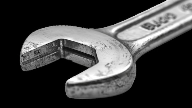 Photo metal wrench on a black background showcasing its details