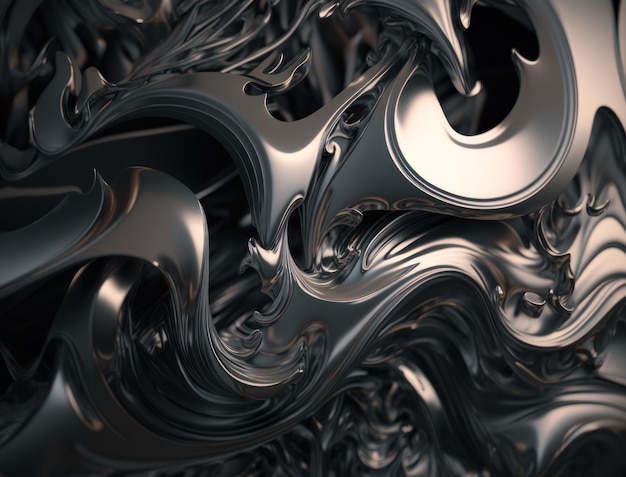 A metallic abstract wavy liquid background Generative AI technology