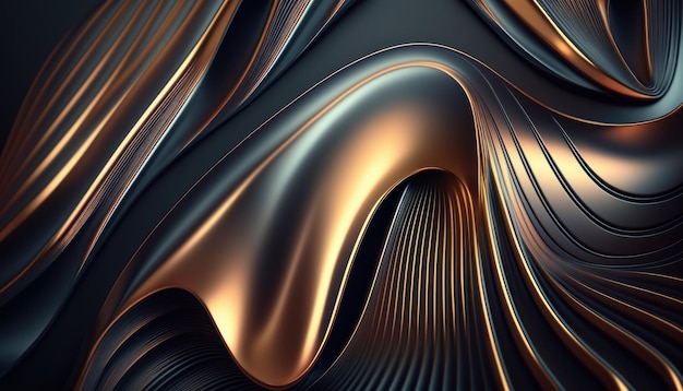 A metallic abstract wavy liquid background Generative AI technology