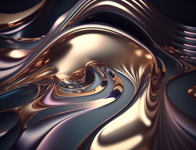 A metallic abstract wavy liquid background Generative AI technology