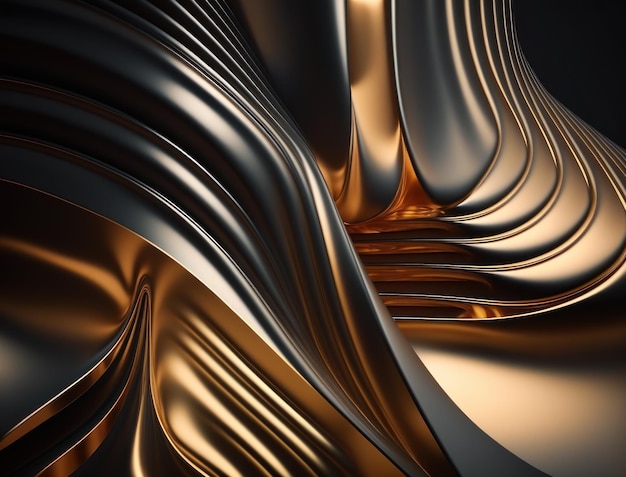 A metallic abstract wavy liquid background Generative AI technology