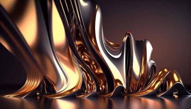 A metallic abstract wavy liquid background Generative AI technology