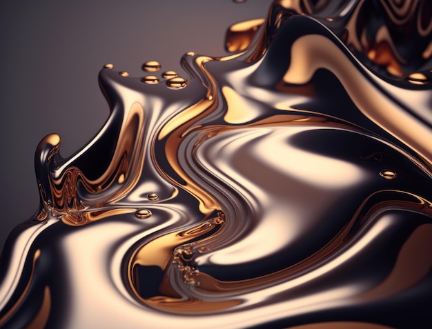 A metallic abstract wavy liquid background Generative AI technology