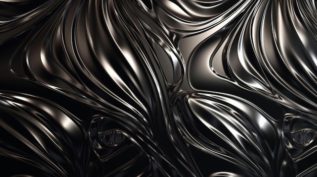 Metallic abstract wavy liquid background generative ai