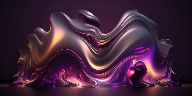 Metallic abstract wavy liquid background layout design tech innovation