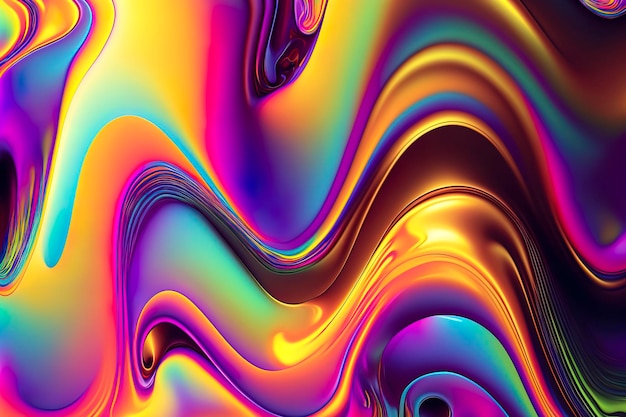 Metallic abstract wavy liquid wallpaper metallic background AIgenerated