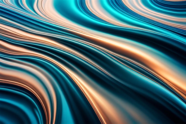 Metallic blue colors blend and sway in an abstract fluid background