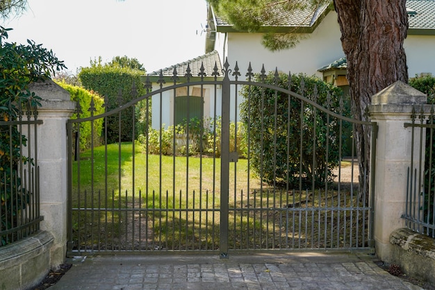 Metallic classic old black steel vintage metal house retro gate access property