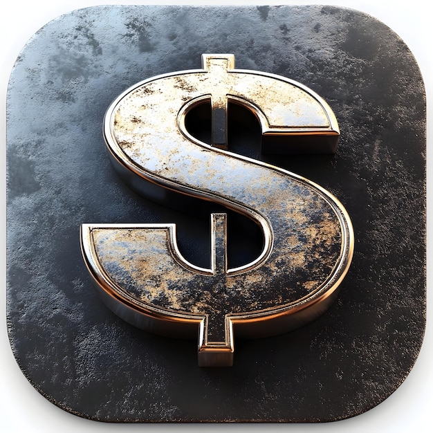 Metallic Dollar Sign on Dark Background