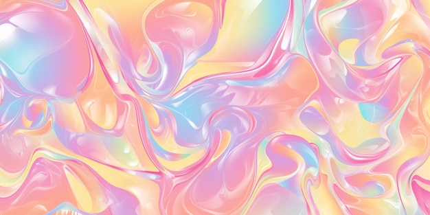 Metallic foil liquid swirl pattern background in pastel tones