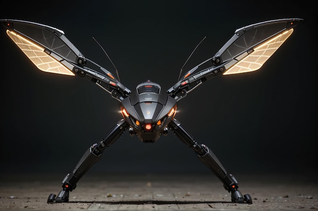 Photo a metallic futuristic mosquito robot