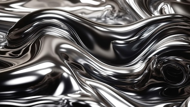 Metallic gradient background with texture of molten liquid silver Generative AI illustration