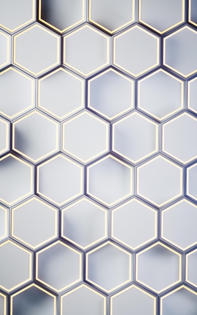 Metallic hexagon material background 3d rendering