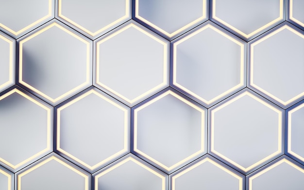 Metallic hexagon material background 3d rendering