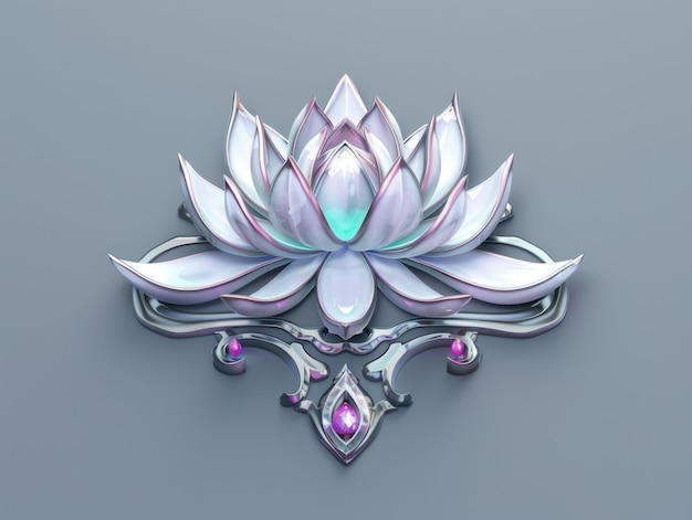 Metallic Lotus Flower with Gemstone Accents