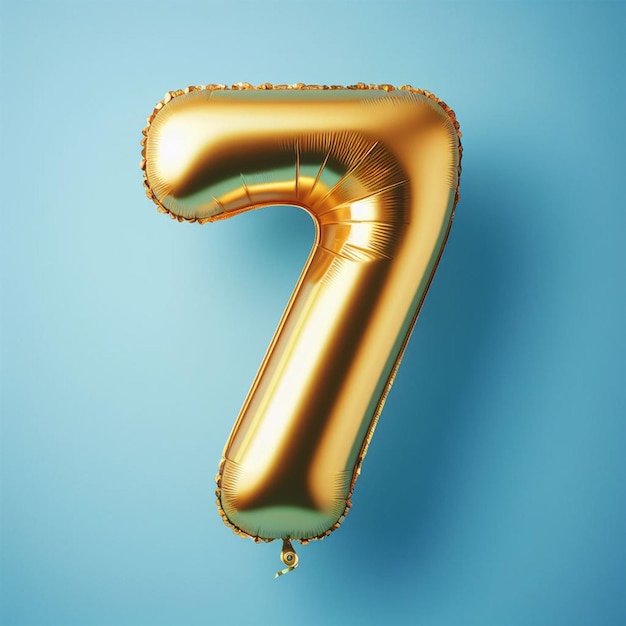 Photo metallic number seven balloon