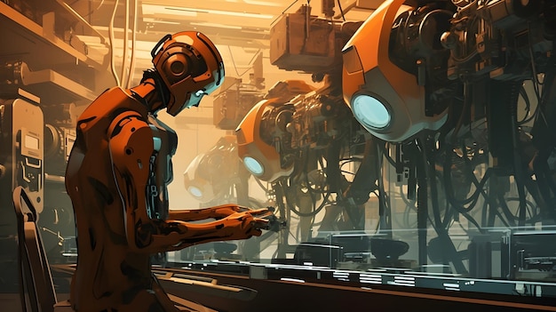 Metallic Symphony Robots in Futuristic Harmony