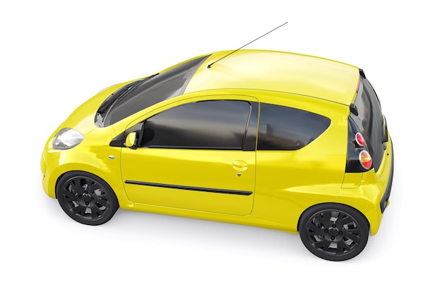 Metallic ultra compact city car for the cramped streets of historic cities with low fuel consumption 3d rendering