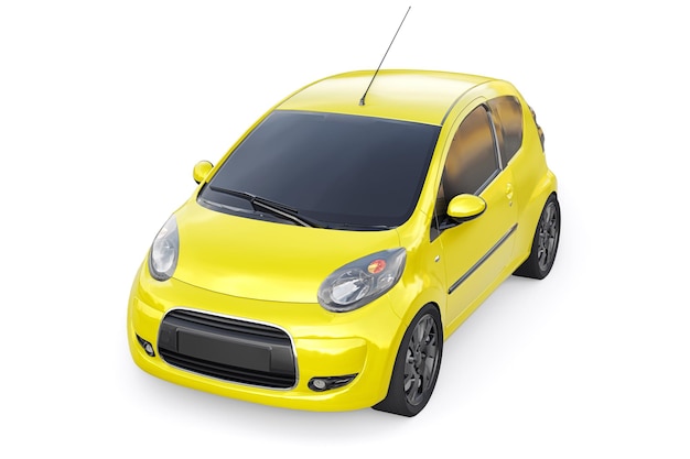 Metallic ultra compact city car for the cramped streets of historic cities with low fuel consumption 3d rendering