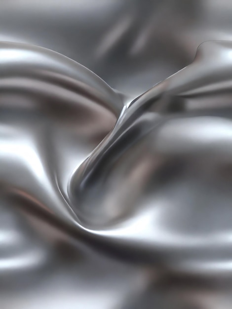 Photo metallic wavy folds silver shiny chrome texture abstract vertical background