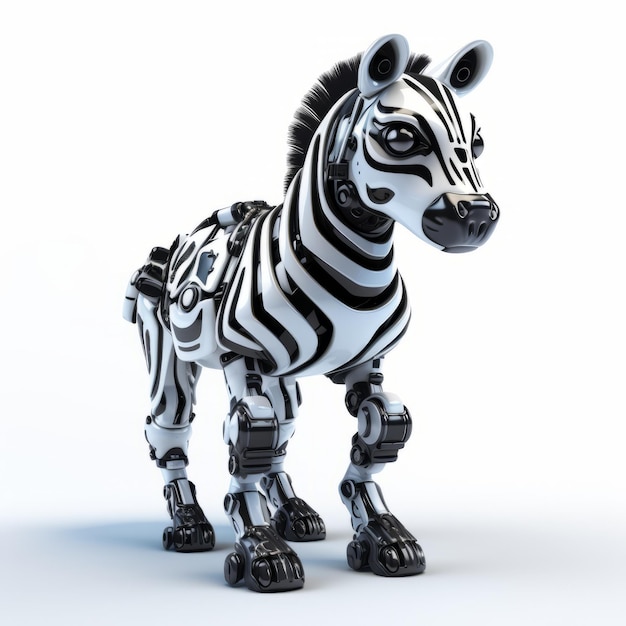 Metallic Zebra Robot A Meticulously Detailed And Cute Pet In 8k Hd