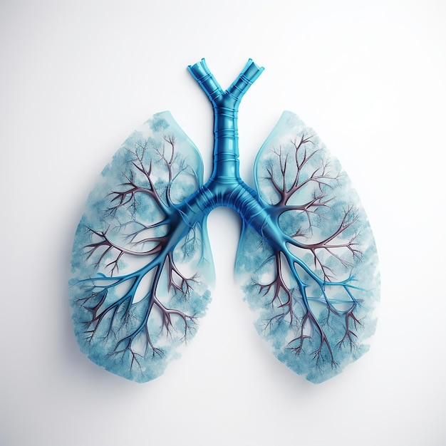 Metaphorical Intricacies Realistic Human Lungs Anatomy Corrupted with Blue