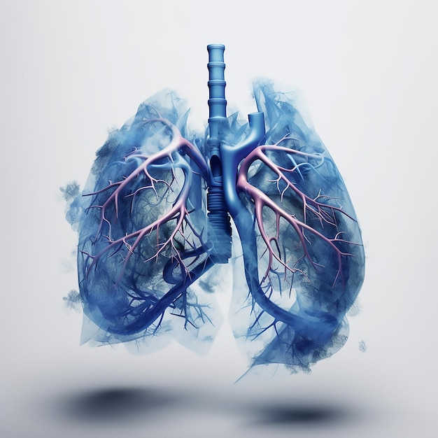 Metaphorical Intricacies Realistic Human Lungs Anatomy Corrupted with Blue