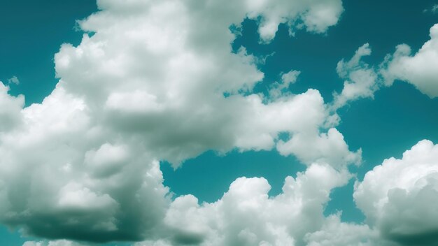 Metaphysical cloudy turquoise sky with white soft clouds