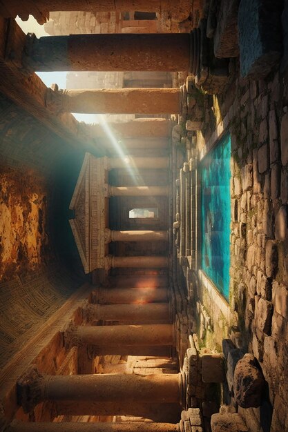 Photo metaverse ancient ruins treasure room virtual archaeological discover