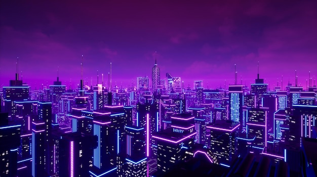 Metaverse city and cyberpunk concept 3d render