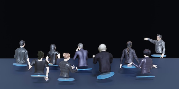 Metaverse Party avatars and online meetings via VR glasses in the world of Metaverse and 3D