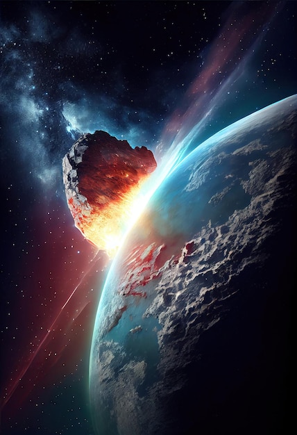 Meteor Falling Comet Armageddon Devastating Meteorite Abstract Generative AI Illustration