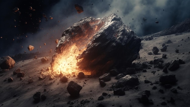 The meteors collided with each other with a loud crash