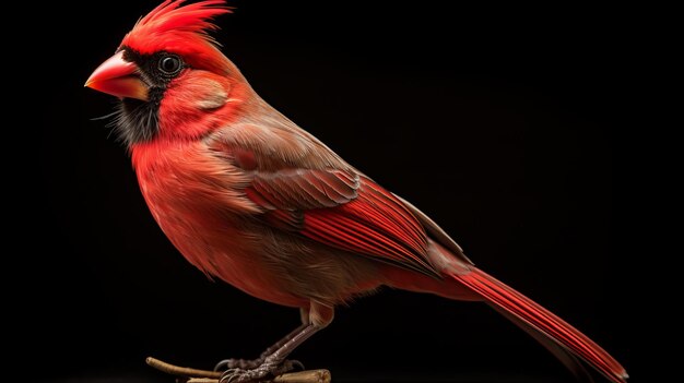 Meticulously Detailed Red Cardinal Perched On Black Background