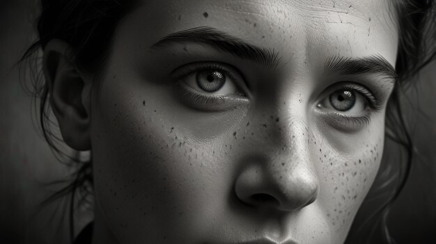 Meticulously sketched human face with detailed features and intricate curves