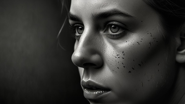 Meticulously sketched human face with detailed features and intricate curves