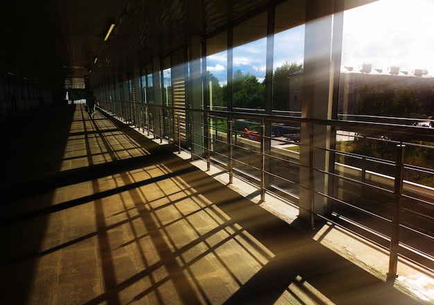 Metro transport passage during sunset time