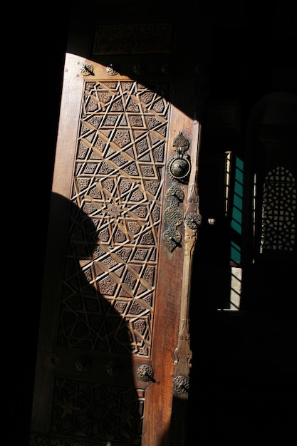 Mevlana museum antique wooden entrance door