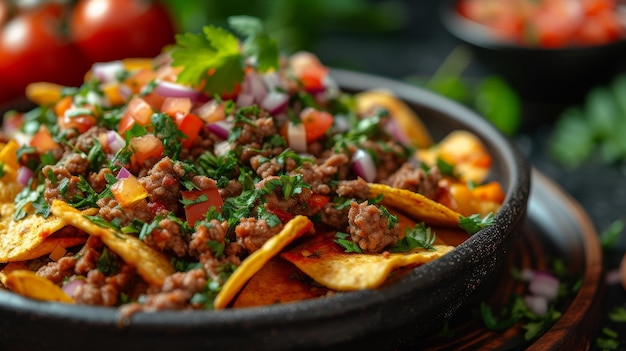 Mexican Beef Nachos CloseUp Generative AI