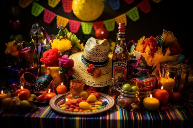 Mexican celebration with tequila