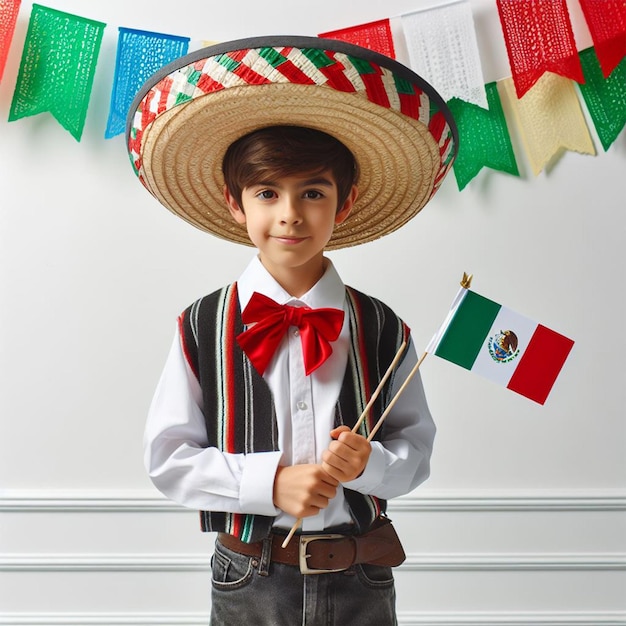 Mexican child dressed traditionally for the celebration of May 5