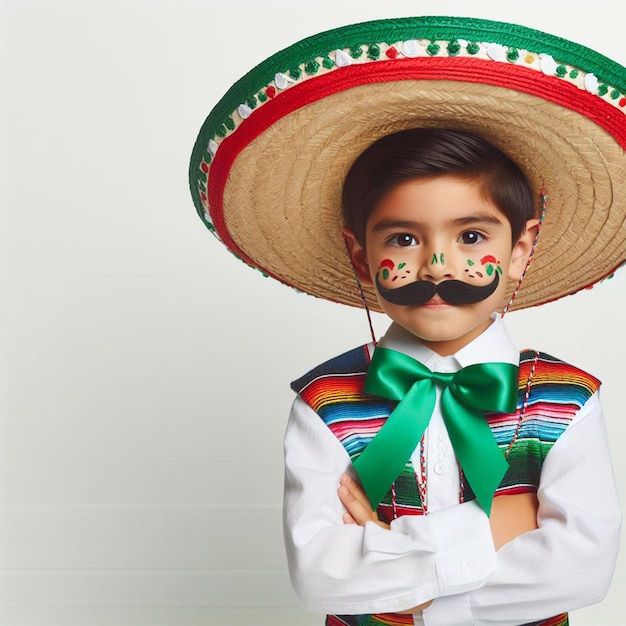 Mexican child dressed traditionally for the celebration of May 5