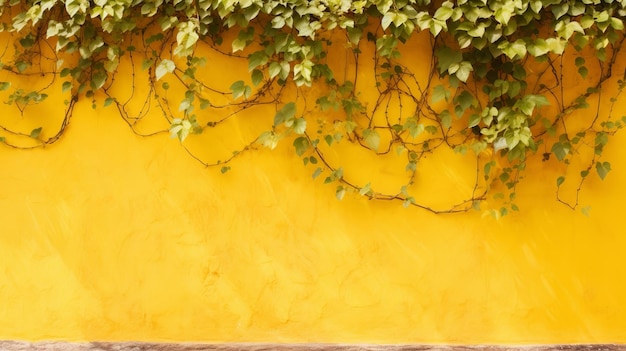 Mexican colonial yellow divider establishment with vine plant AI Generated