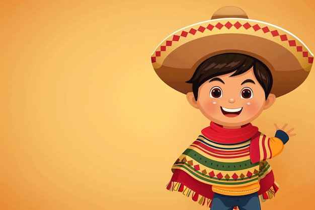 mexican cute boy with mexican clothes for national hispanic heritage month festival