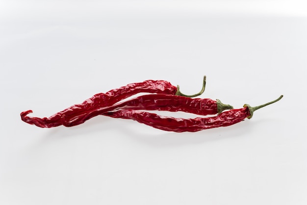 Mexican Dried Red Chilli Peppers on White Background