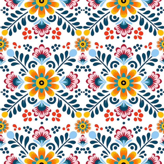 Mexican embroidery seamless pattern