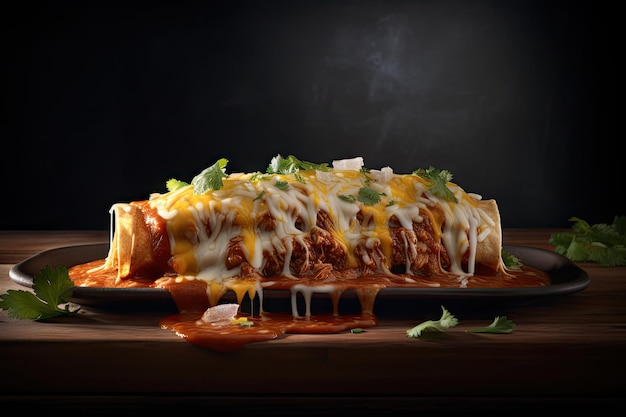 Mexican Enchiladas Traditional Mexican Enchilada with Mexican Enchiladas Abstract Generative Ai Illustration