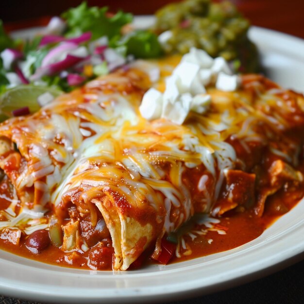 Mexican Enchiladas with Cheese and Sauce