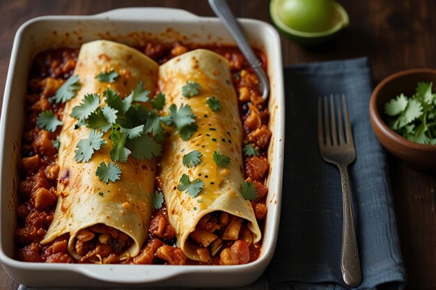 Mexican enchiladas with a vegetarian twist