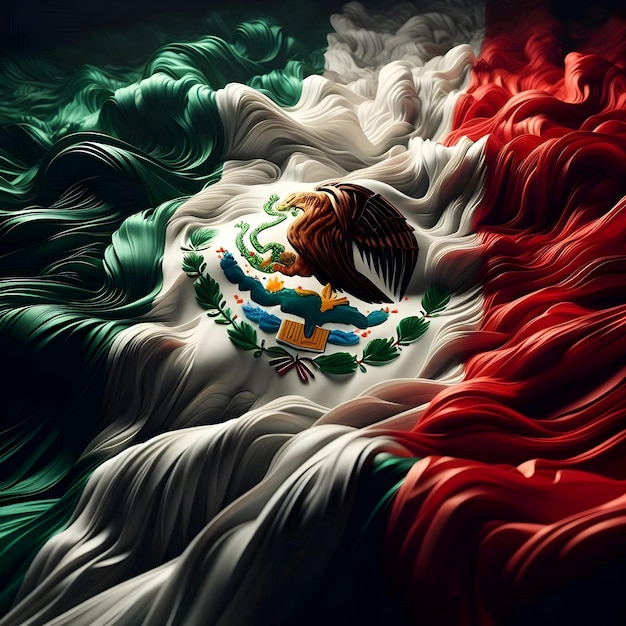 a mexican flag in the background